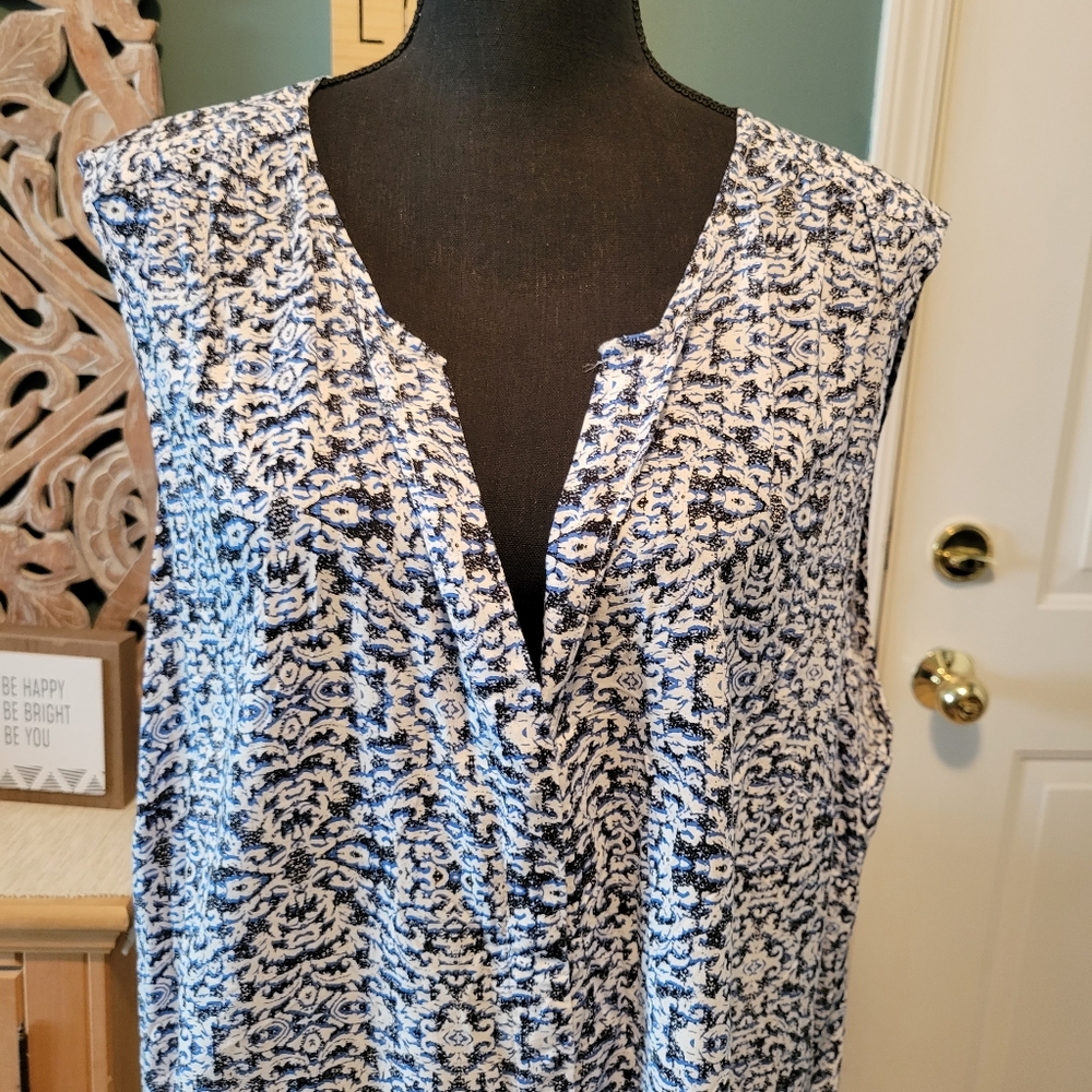 Fleor Bleve Button Front Tank Blouse, Size 3x